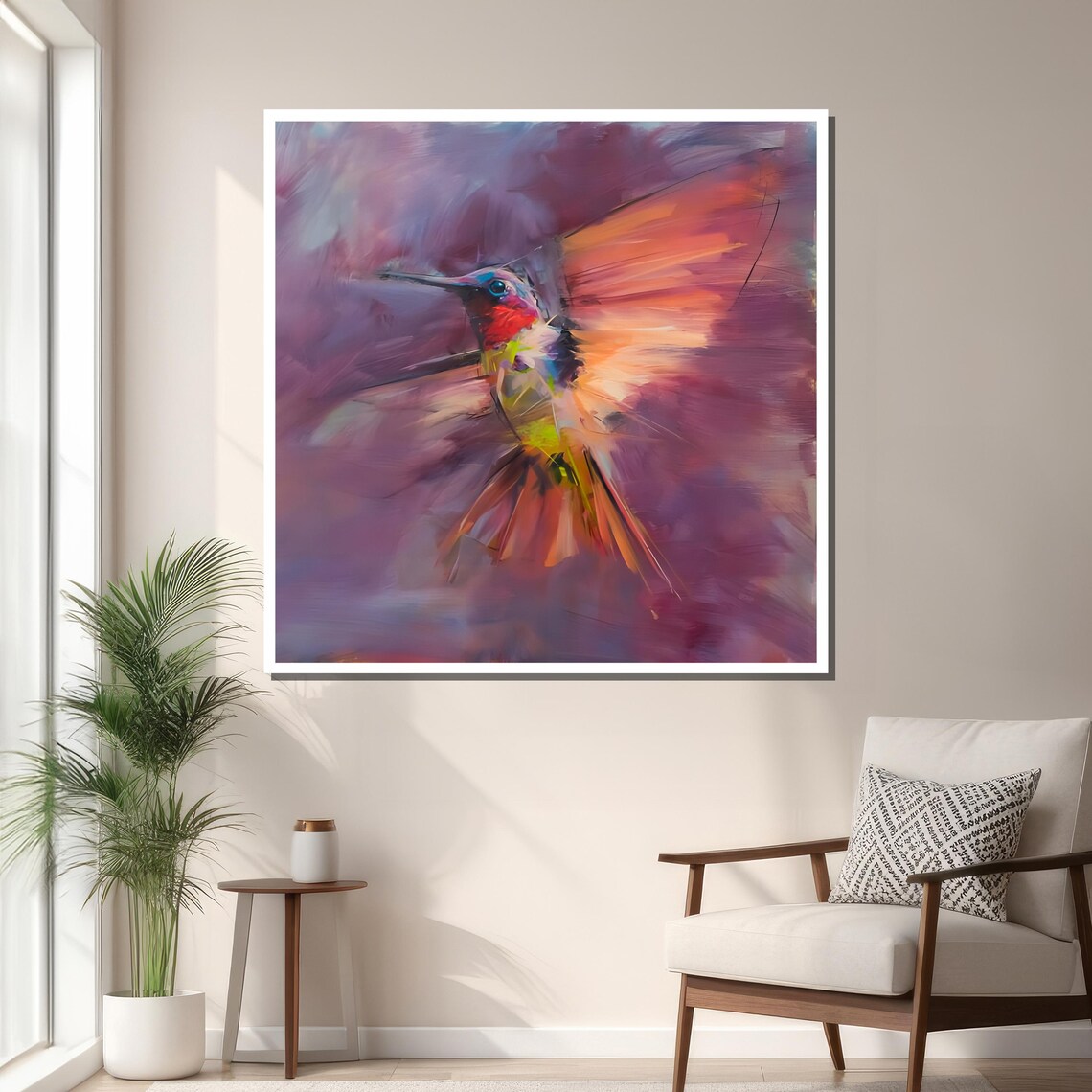Hummingbird Art Print, Abstract Expressionist Nature - Image 3
