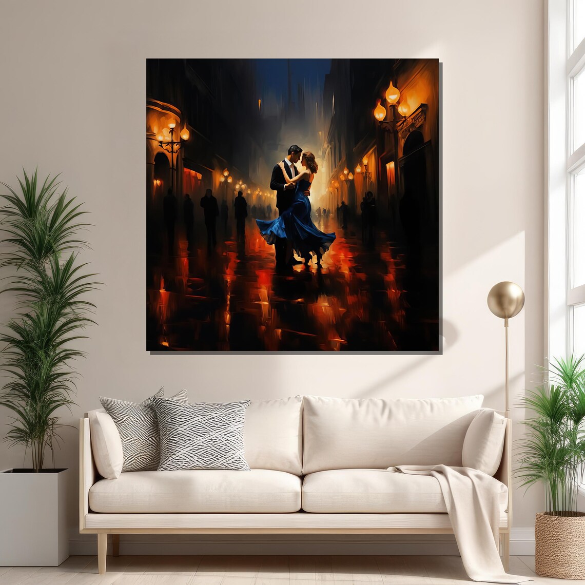 Romantic Night Dance, Elegant Couple City Scene - Image 2