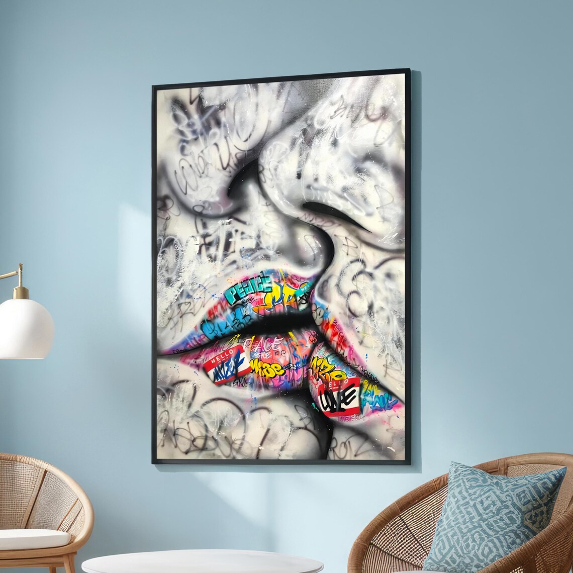 Graffiti Lips Street Art, Bold Pop Poster