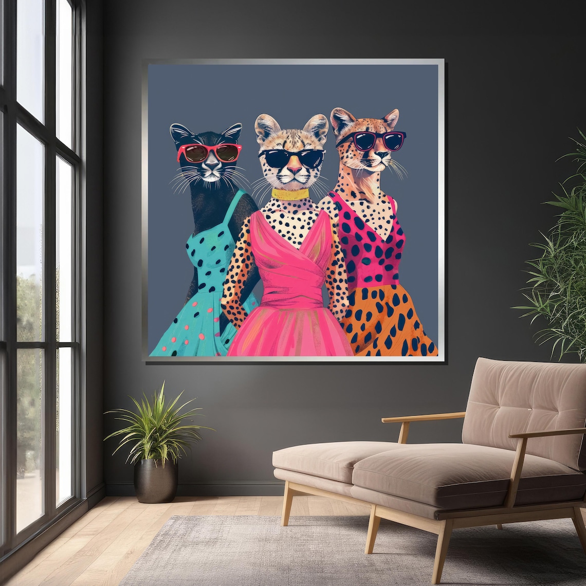 Fashionable Cat Pop Art, Whimsical Animal Decor - Image 4