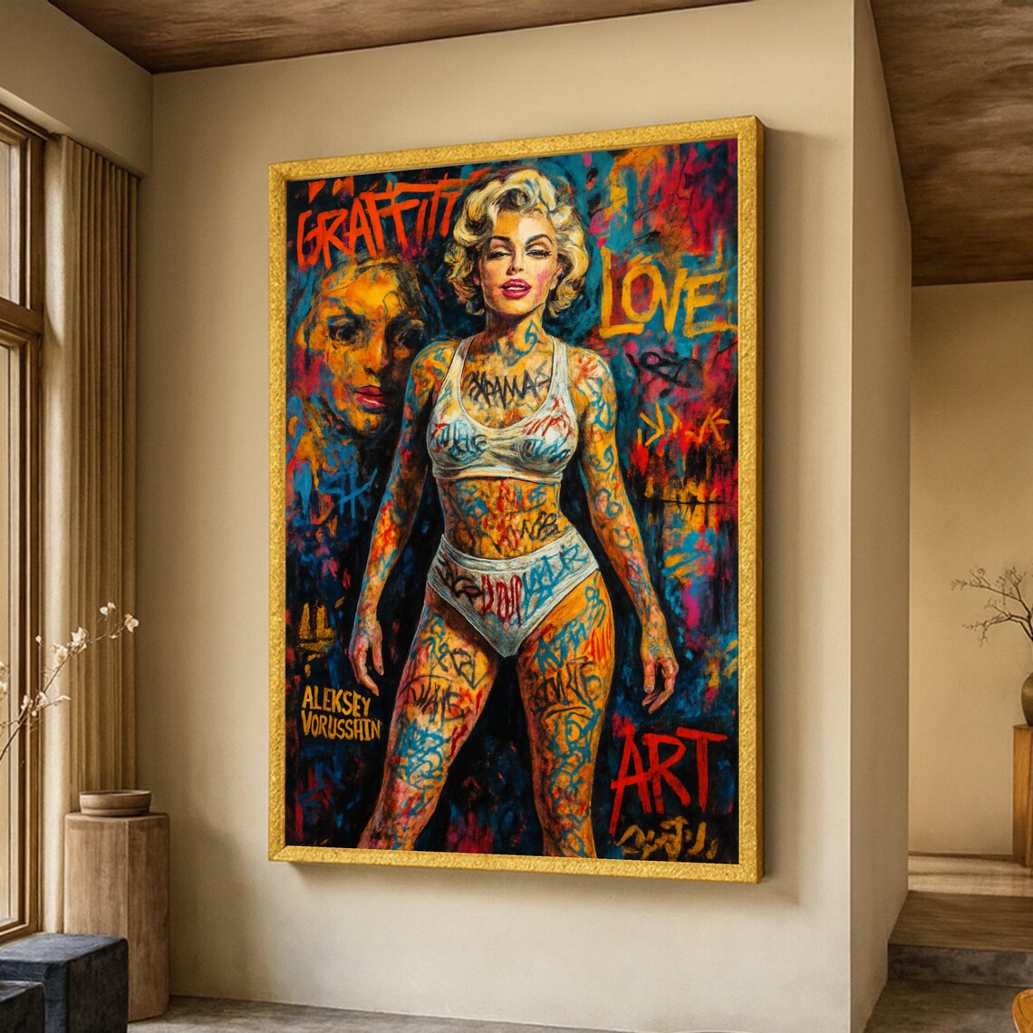 Marilyn Monroe Graffiti Tattoo Woman Pop Street Art Icon Poster