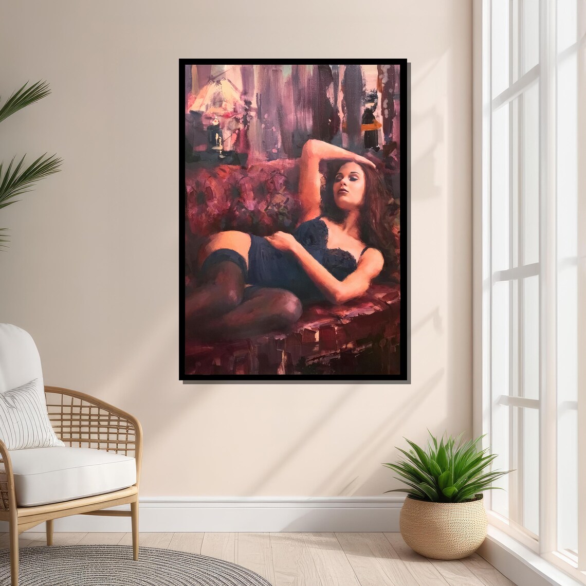 Luxurious Lingerie Art, Intimate Woman Lounging - Image 3