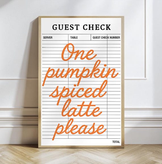 Pumpkin Spice Latte Retro Diner Print Fall Coffee Bar Art