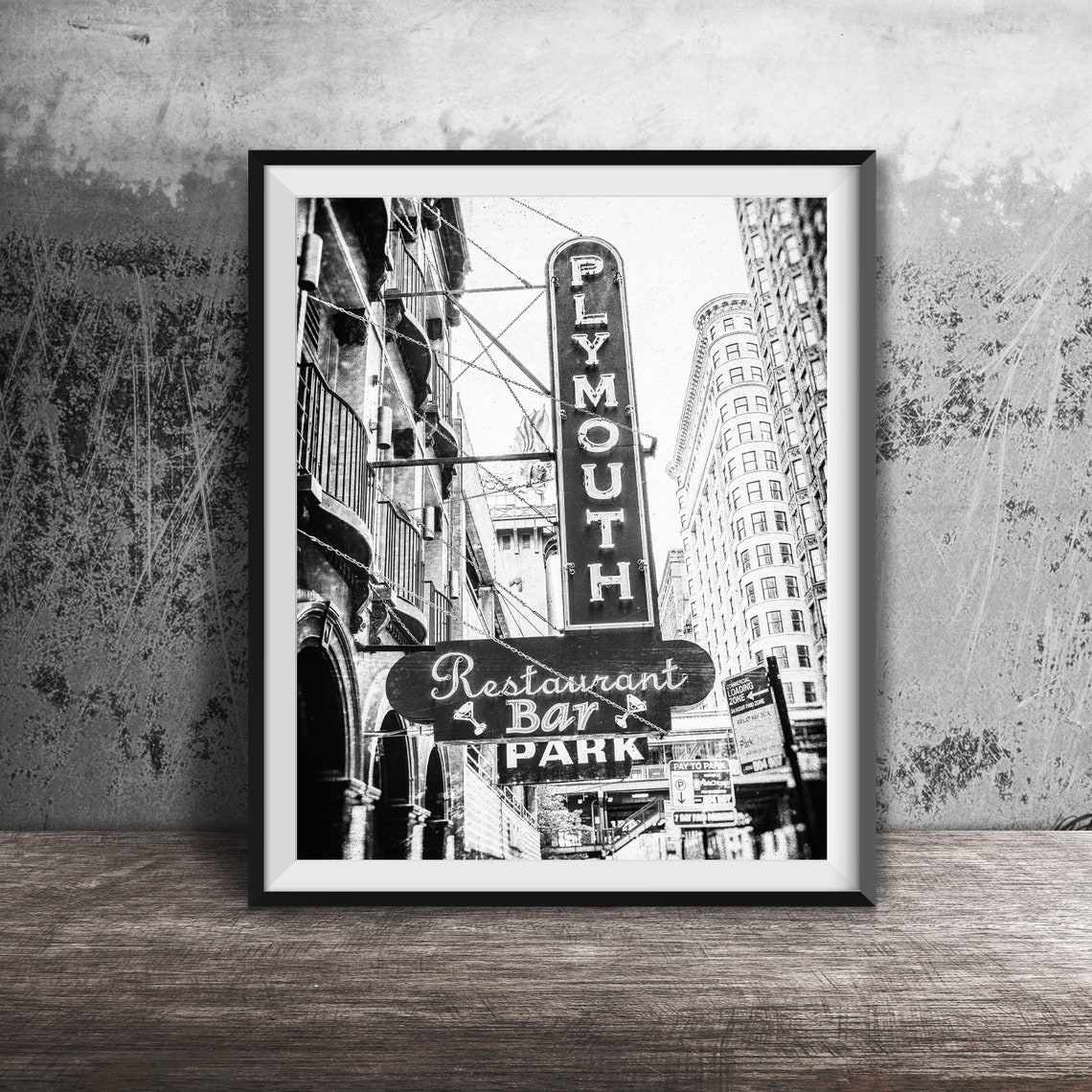 Plymouth Restaurant Bar Vertical Neon Blade Sign Chicago Poster - Image 2