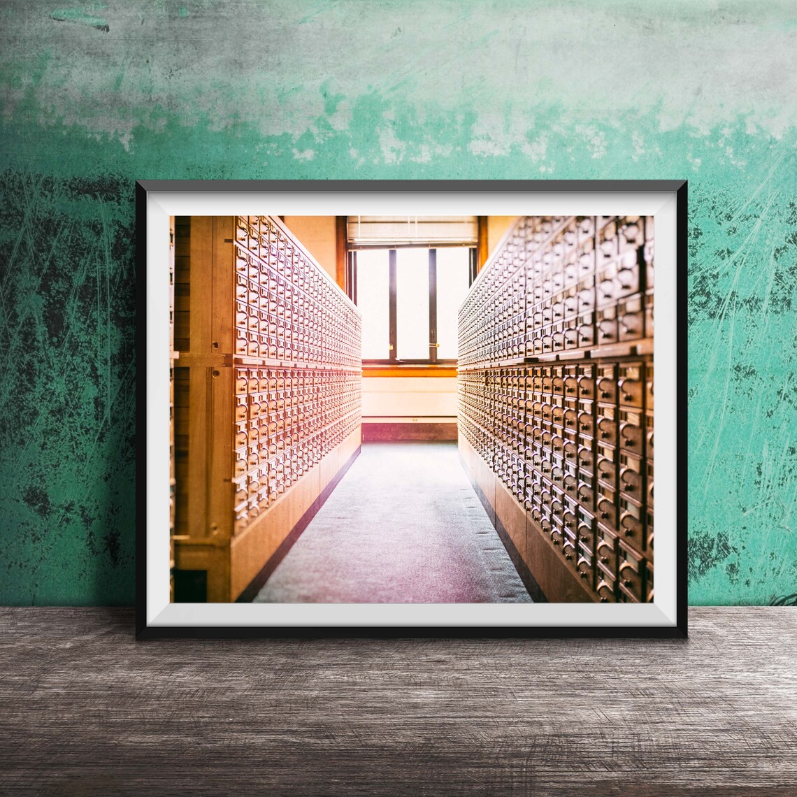 Library Card Catalog Art Print, Study Office Decor
