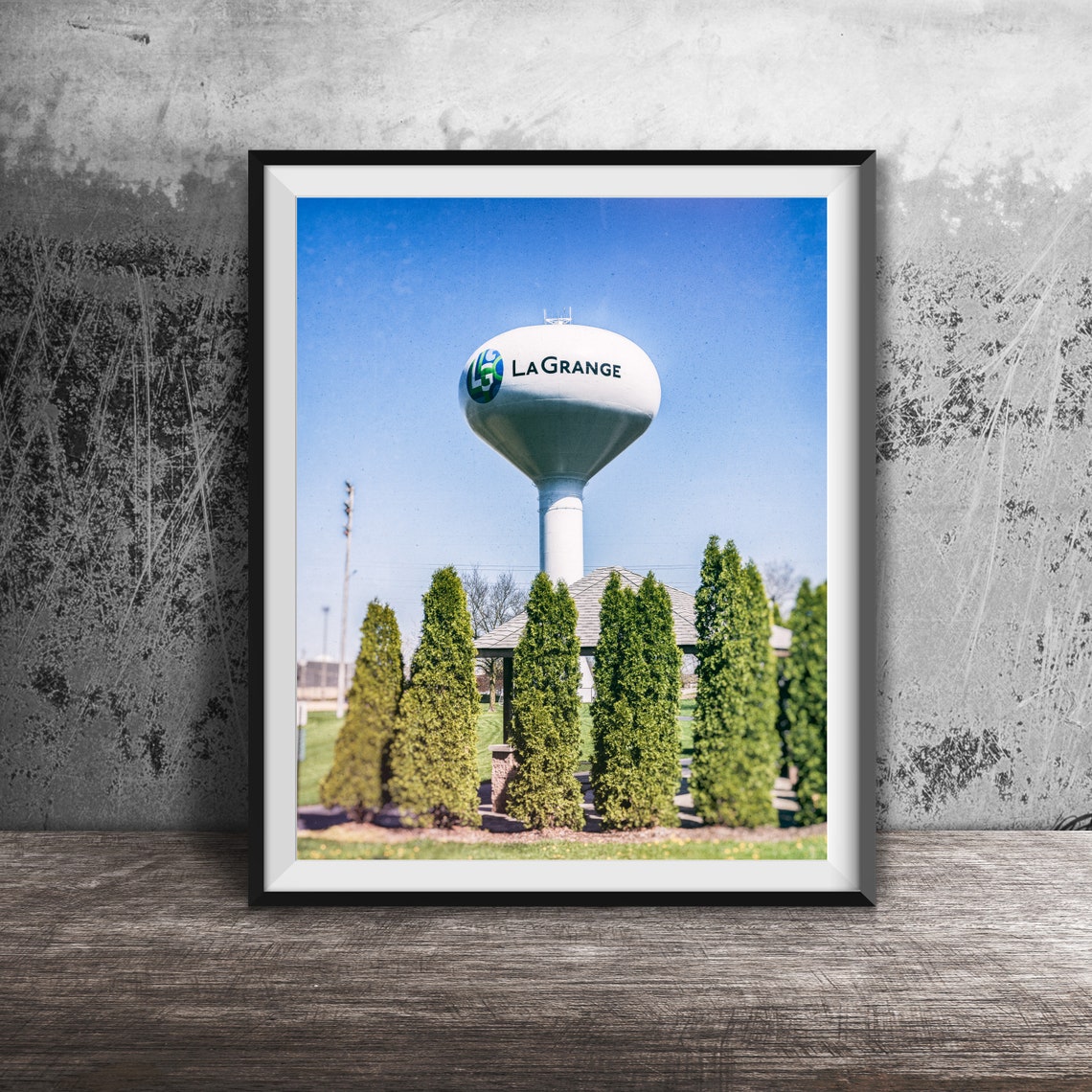 La Grange Illinois Water Tower Under Blue Sky Photography Poster