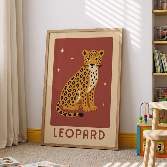 Leopard Print Jungle Nursery Wall Art Trendy Kids Decor
