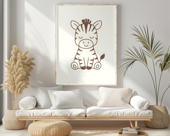 Baby Zebra Line Art Print Scandinavian Nursery Decor