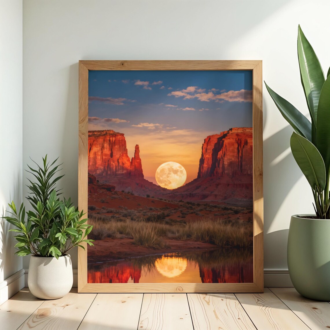 Monument Valley Full Moonrise Over Red Rock Desert Night Landscape Print