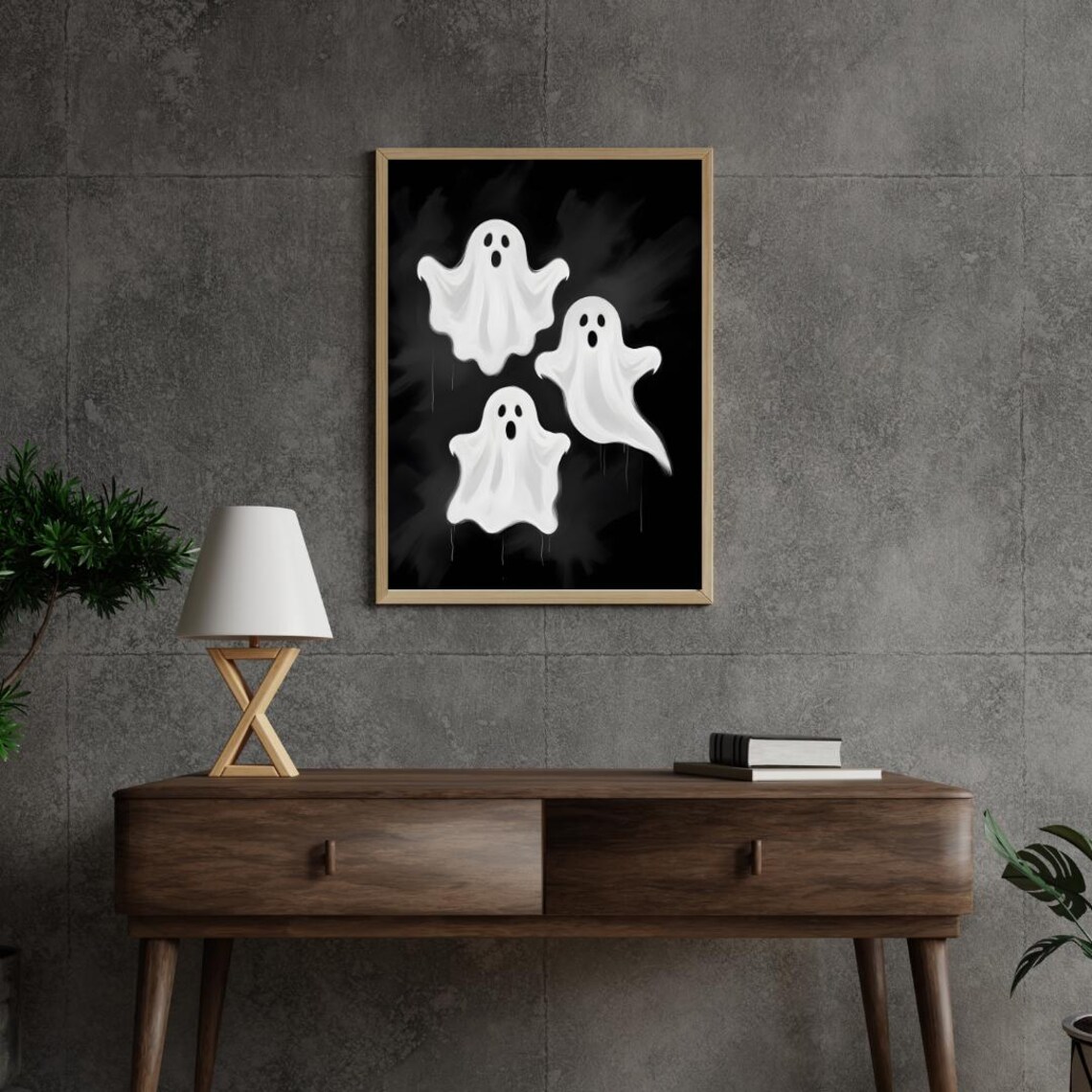 Three Cute Friendly Ghosts Floating Spooky Halloween Night Poster - Image 4