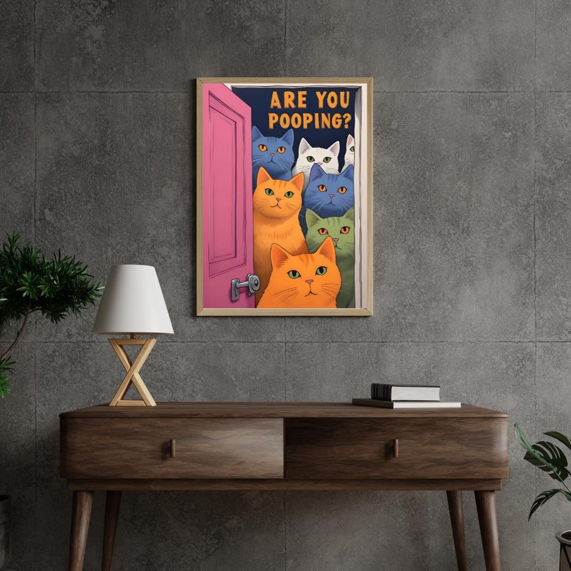 Are You Pooping? Funny Cat Bathroom Art Poster - Image 3