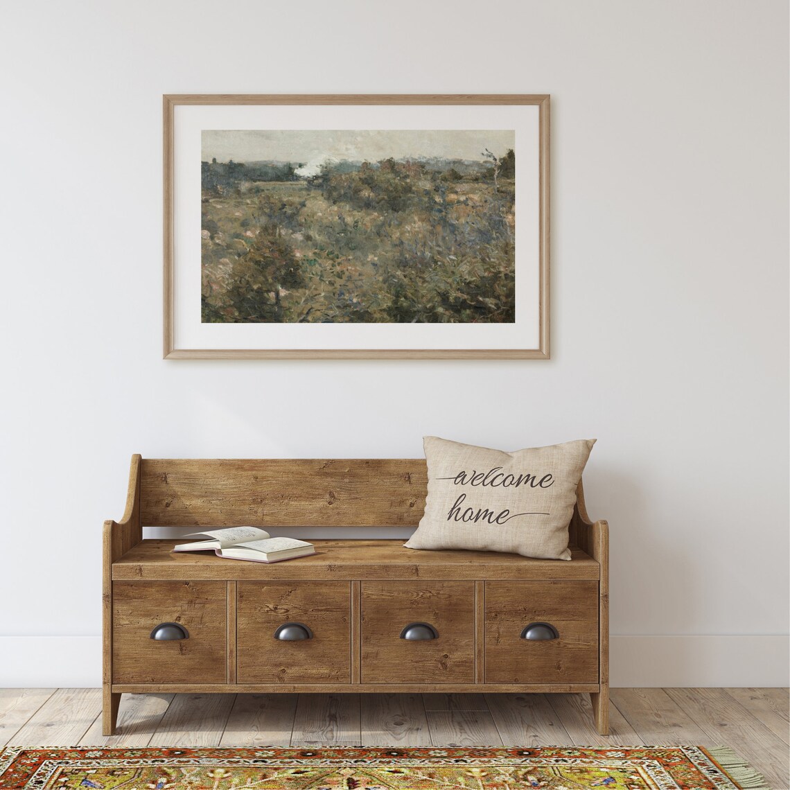 Vintage Country Landscape Meadow Art Print, Farmhouse Decor - Image 2