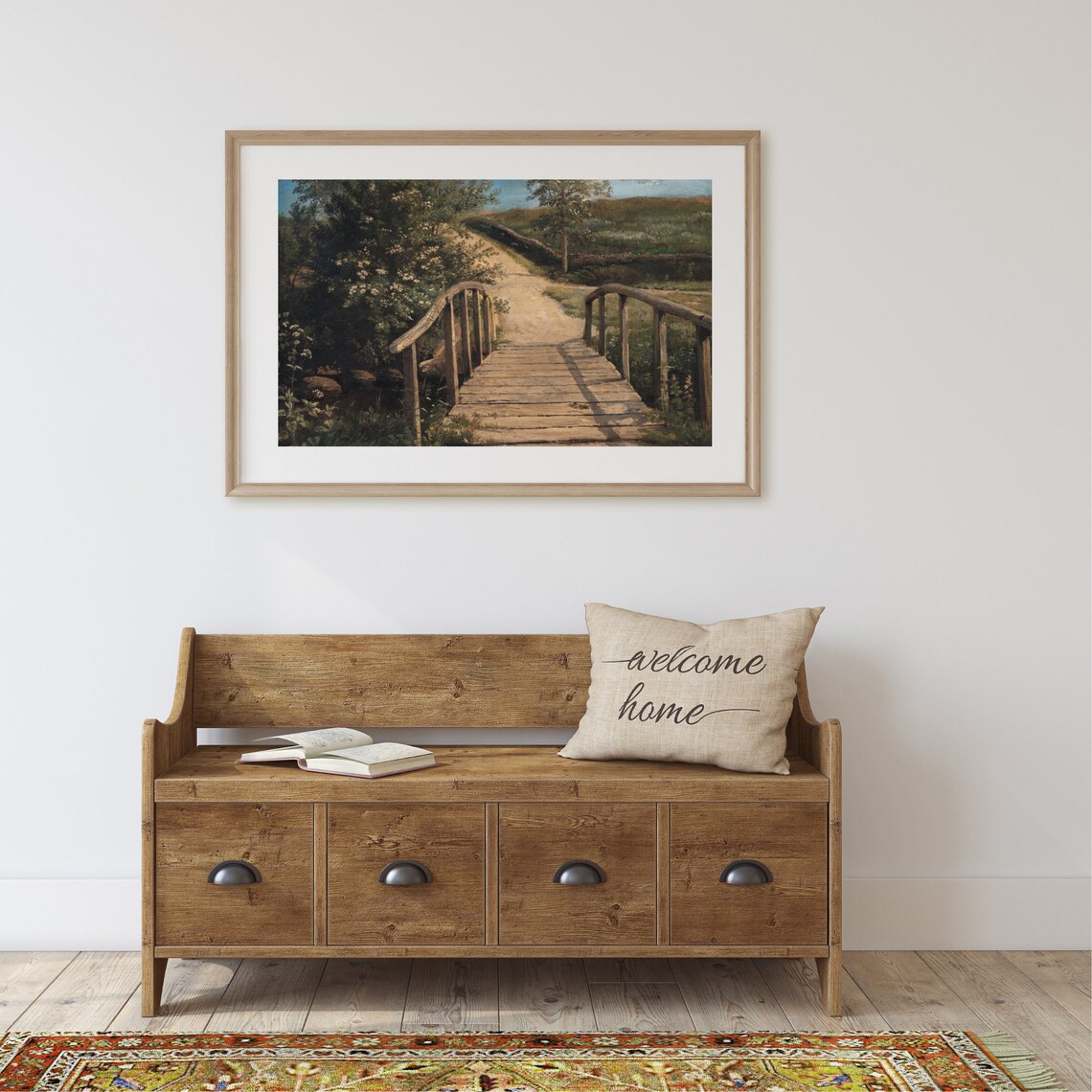 Vintage Bridge Landscape Art Print, Farmhouse Decor - Image 2