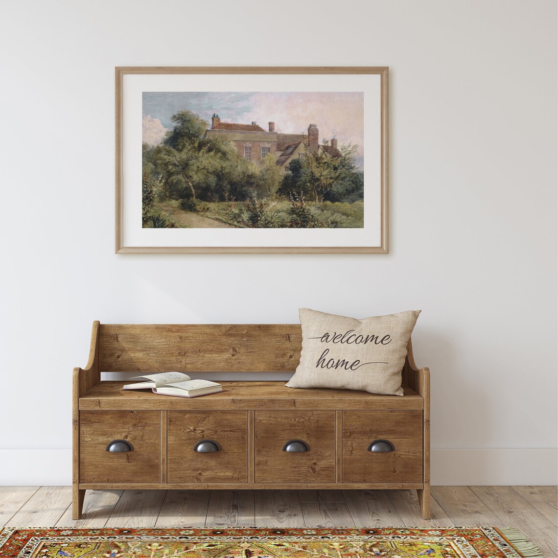 English Cottage Painting, Vintage Landscape Art Print - Image 2