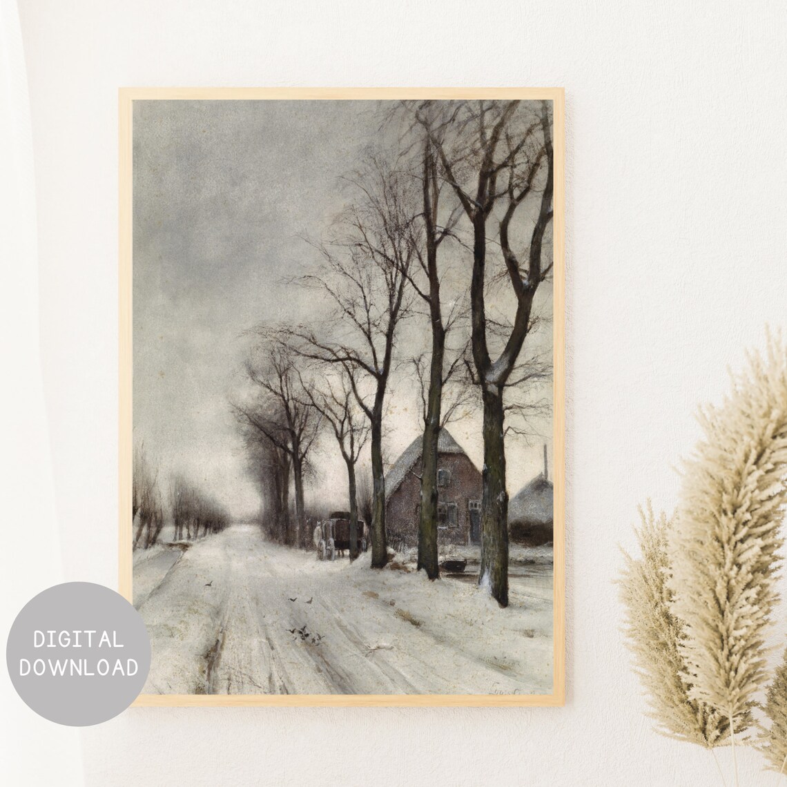 Vintage Winter Landscape, Farmhouse Wall Art Print - Image 2