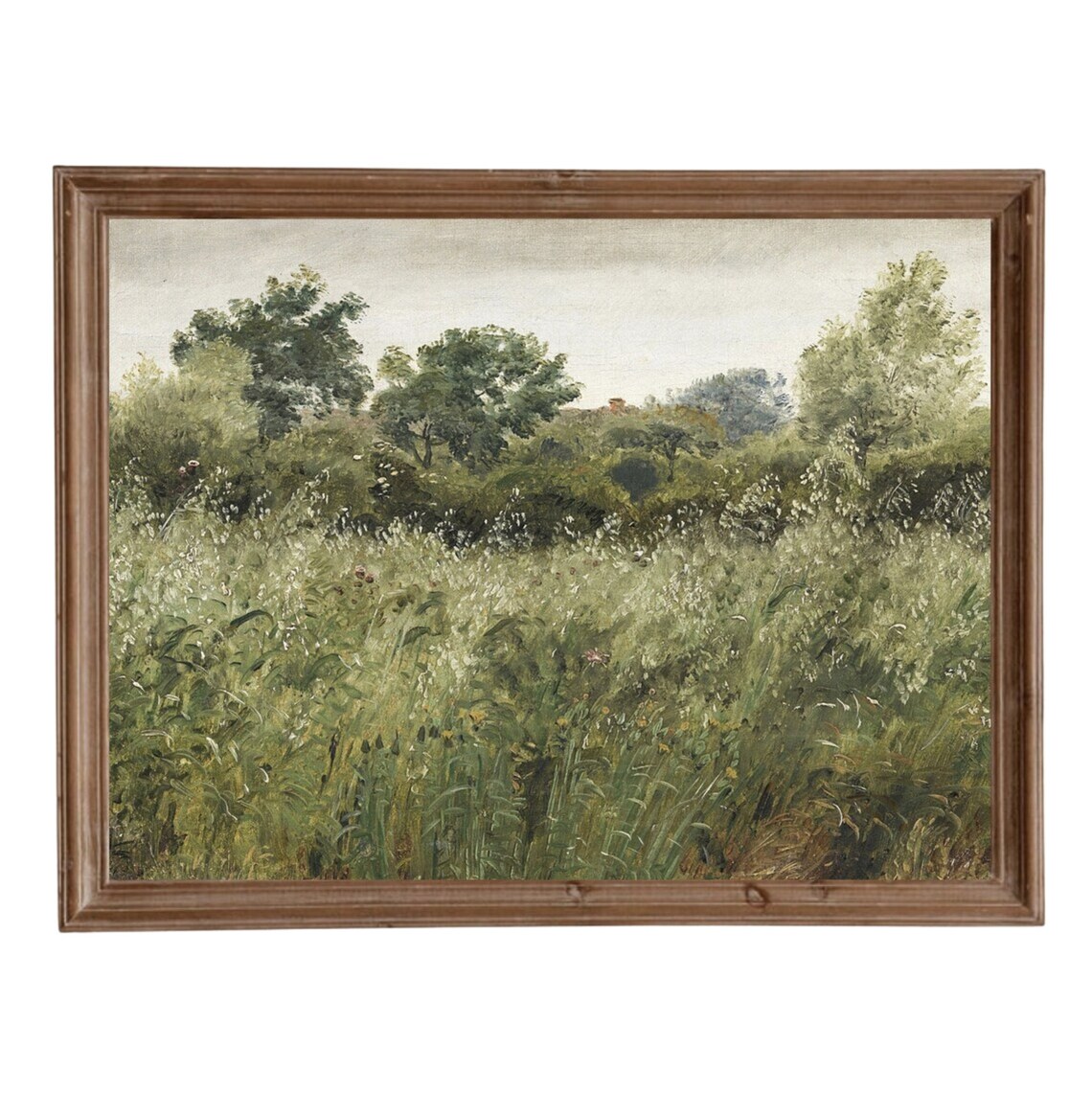 Vintage Cottage Landscape Art Print, Country Scene
