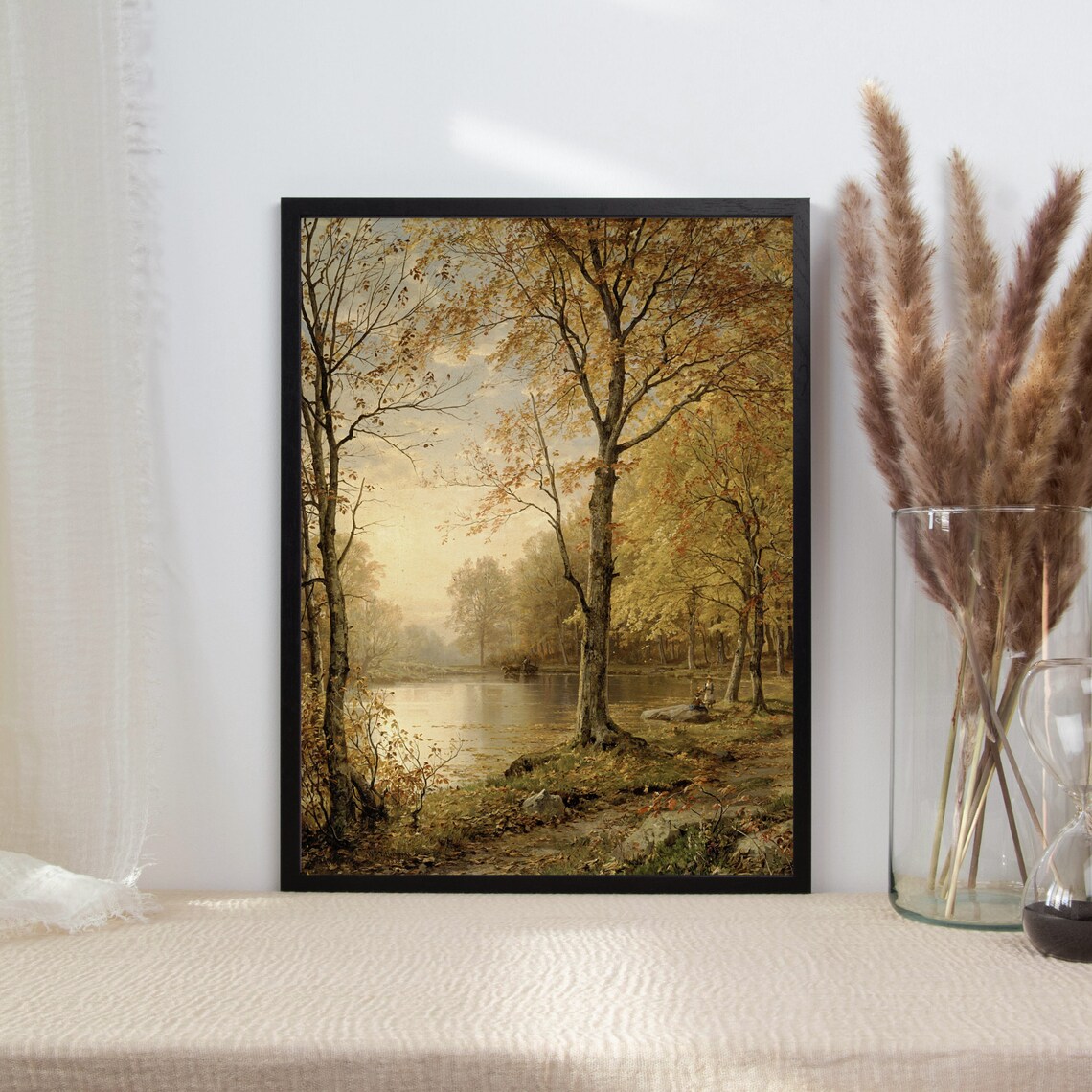 Autumn Landscape, Vintage Tree Oil Painting Art Print - Image 2