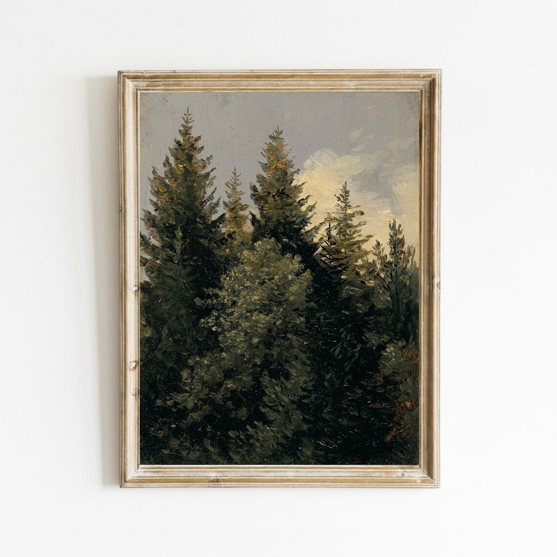 Vintage Forest Landscape, Rustic Tree Art Print