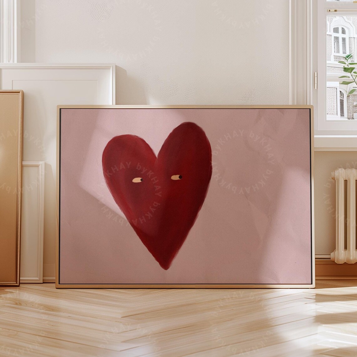 Love Heart With Eyes Vintage Style Art Print