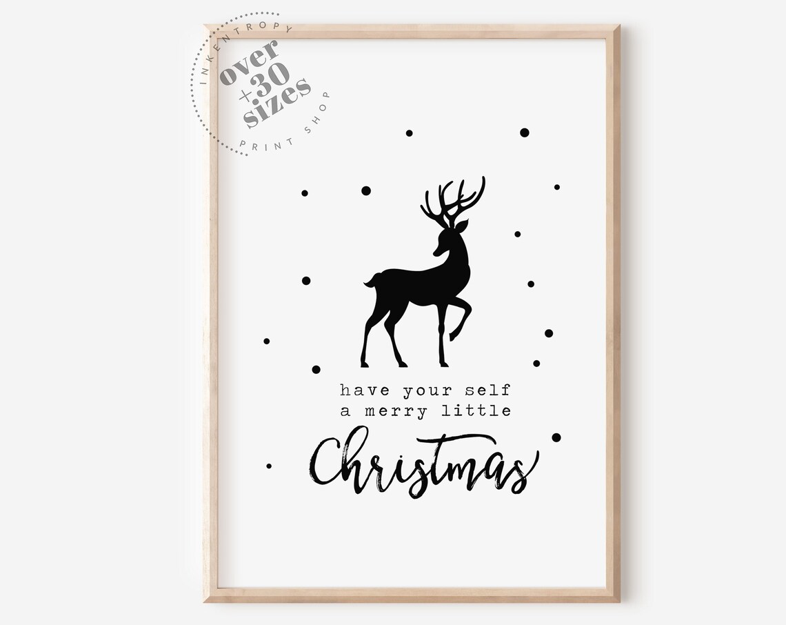 Have Yourself a Merry Little Christmas Reindeer Silhouette Art Print