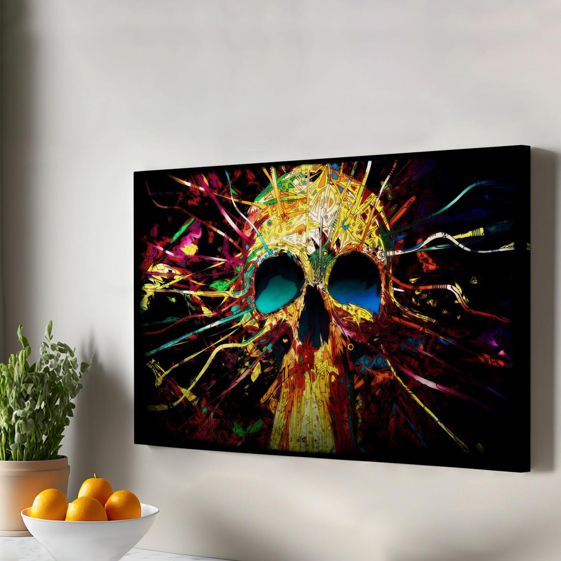 Skull Canvas Print Graffiti Wall Art Street Large Housewarming Gift Framed