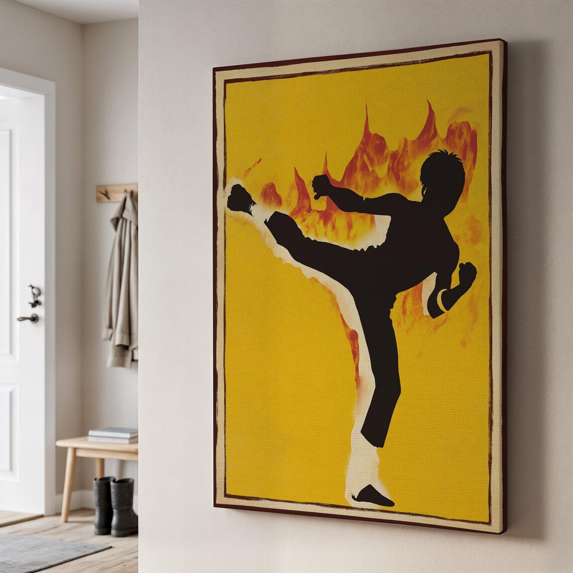 Martial Arts Kick Fighter Silhouette Art Print