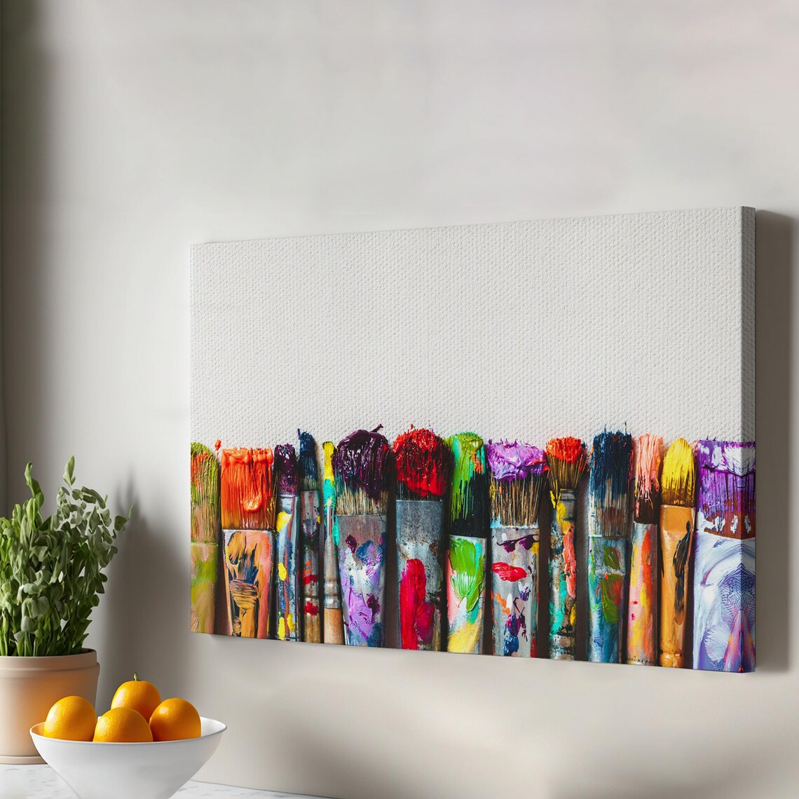 Colorful Paintbrush Row Abstract Artist Studio Creative Wall Decor Poster