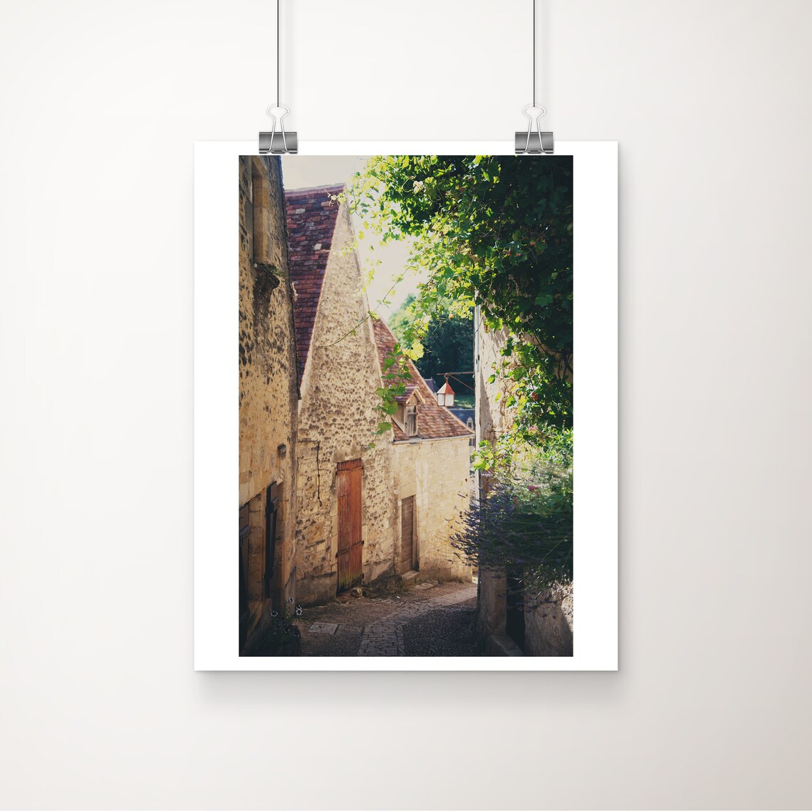 Charming Medieval French Village Stone Alleyway Photography Print