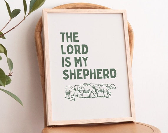 Psalm 23 Sage Green Vintage Print Christian Poster Wall Art Bible Verse Wall Art Dorm Room Decor Christian Art