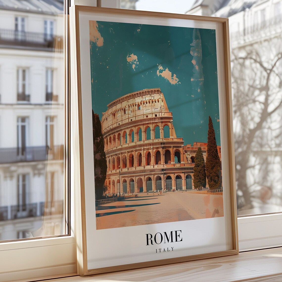 Rome Italy Colosseum Ancient Roman Landmark Retro Travel Poster
