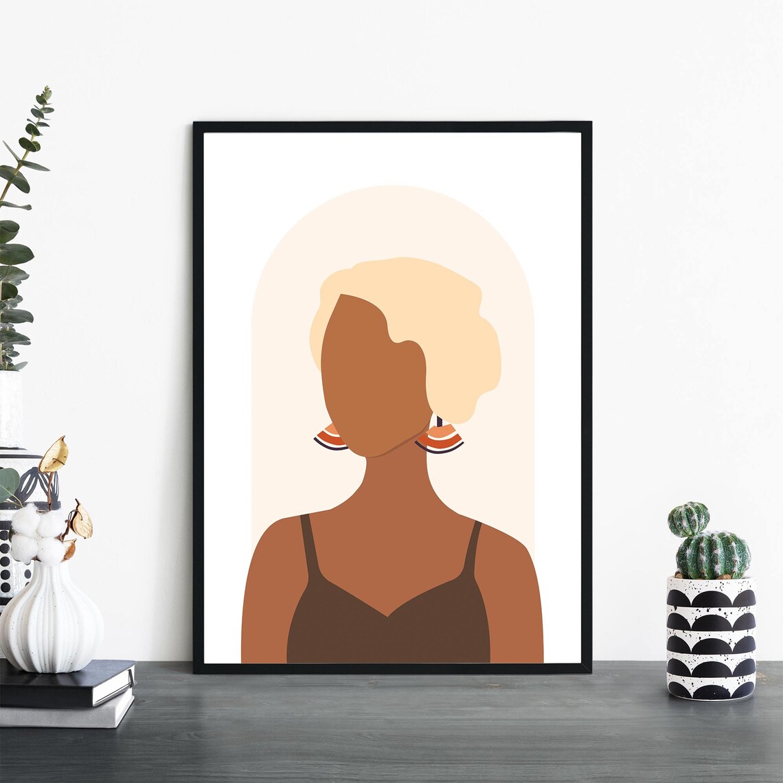 Modern Woman Portrait No 2 Golden Arch Minimalist Art Poster