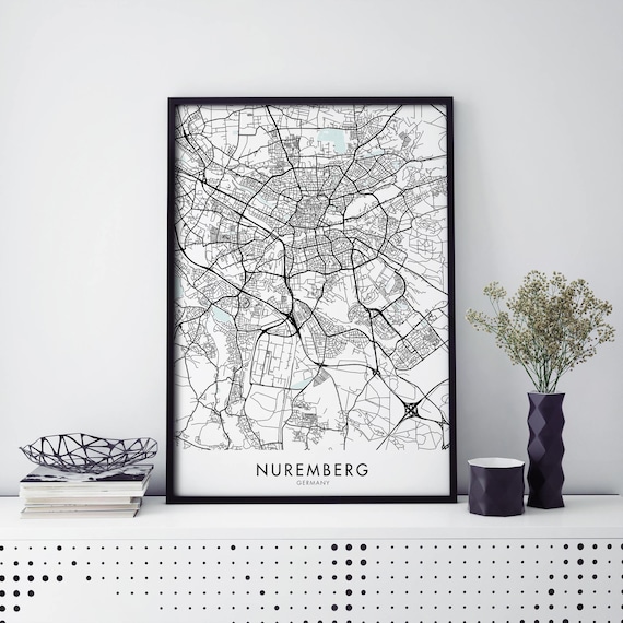 Nuremberg Germany Minimalist Black White City Map Art Poster