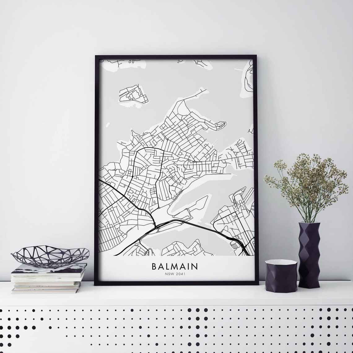Balmain Sydney Australia Map Art Print