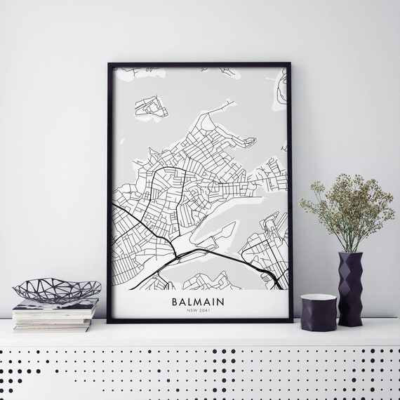 Balmain Sydney Australia Map Art Print