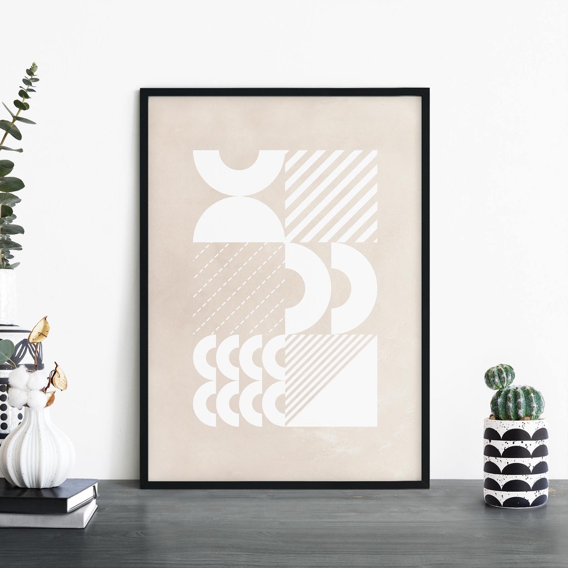 Beige Stripes and Arches Geo Minimal Neutral Abstract Poster