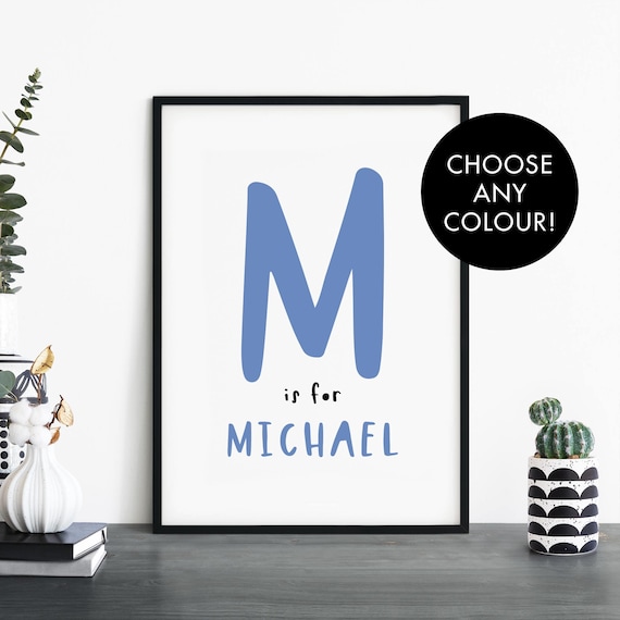 Personalized Initial Letter Name Kids Nursery Custom Wall Art