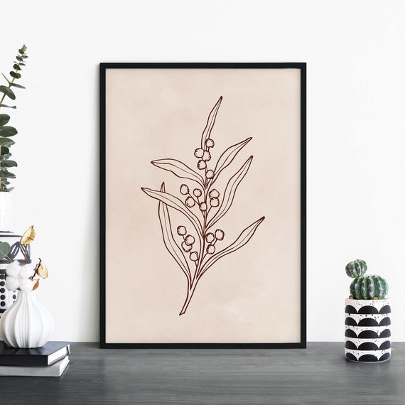 Acacia Australian Native Floral Illustrative Print Wall Art A4 A3 A2 A1