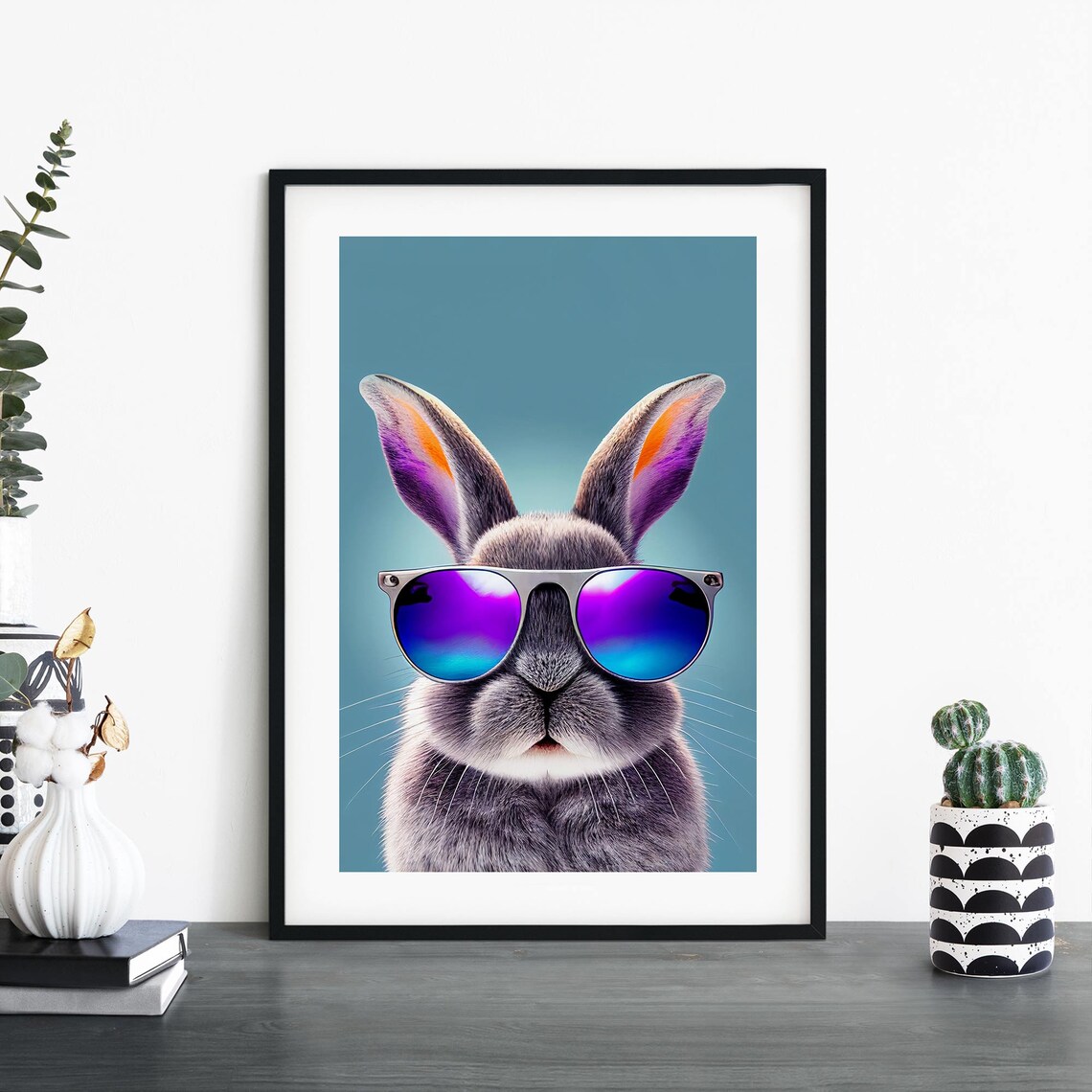Glamorous Bunny Print Wall Art A4 A3 A2 A1