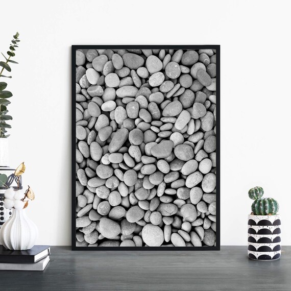 Dense Gray Pebble Texture Minimalist Black and White Nature Poster