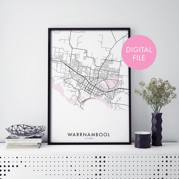 Warrnambool Victoria Australia Minimalist City Map Poster Home Decor