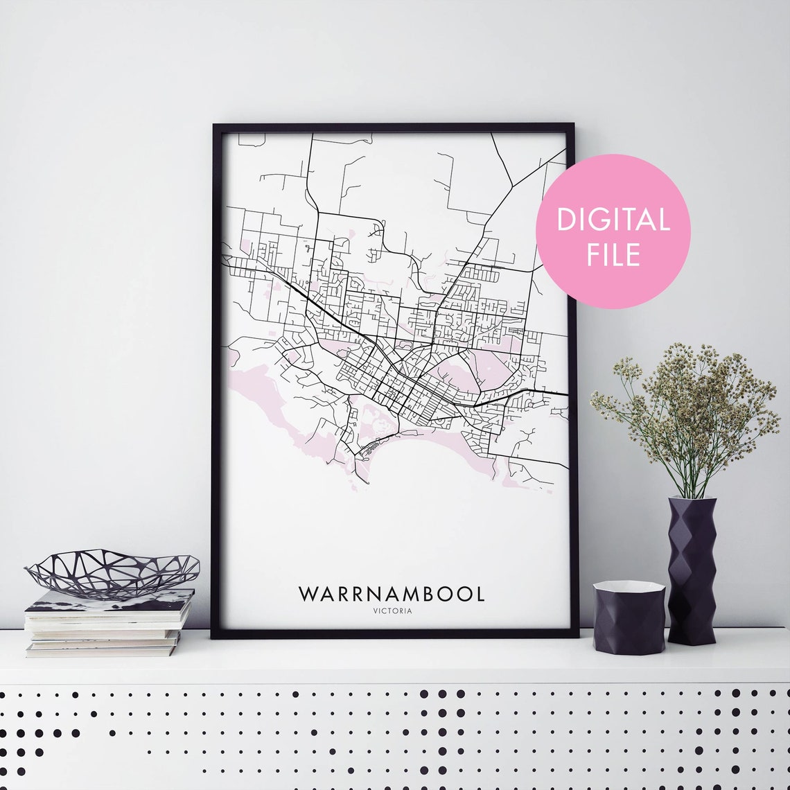 Warrnambool Victoria Australia Minimalist City Map Poster Home Decor