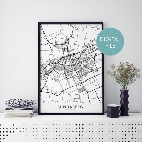 Bundaberg Queensland Minimalist City Map Street Digital Print
