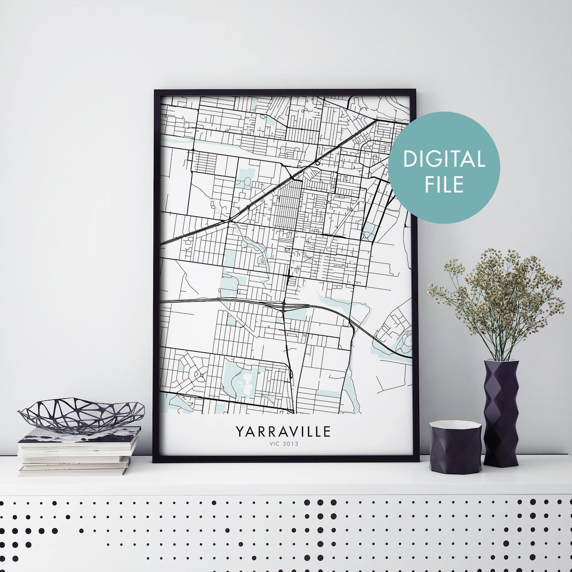 Yarraville Melbourne Minimalist City Street Map Modern Wall Art