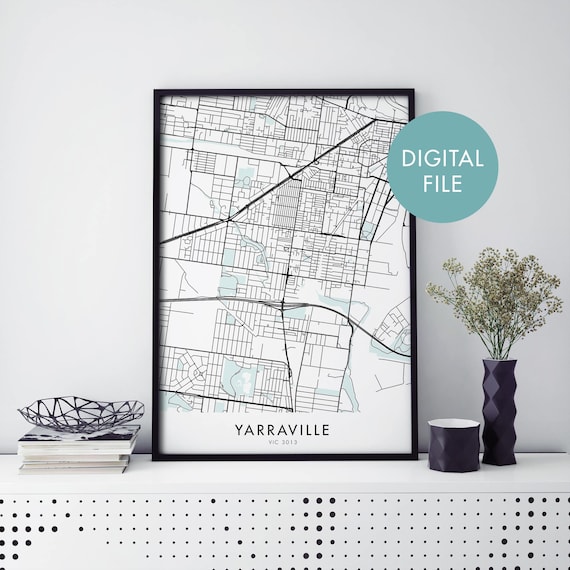 Yarraville Melbourne Minimalist City Street Map Modern Wall Art