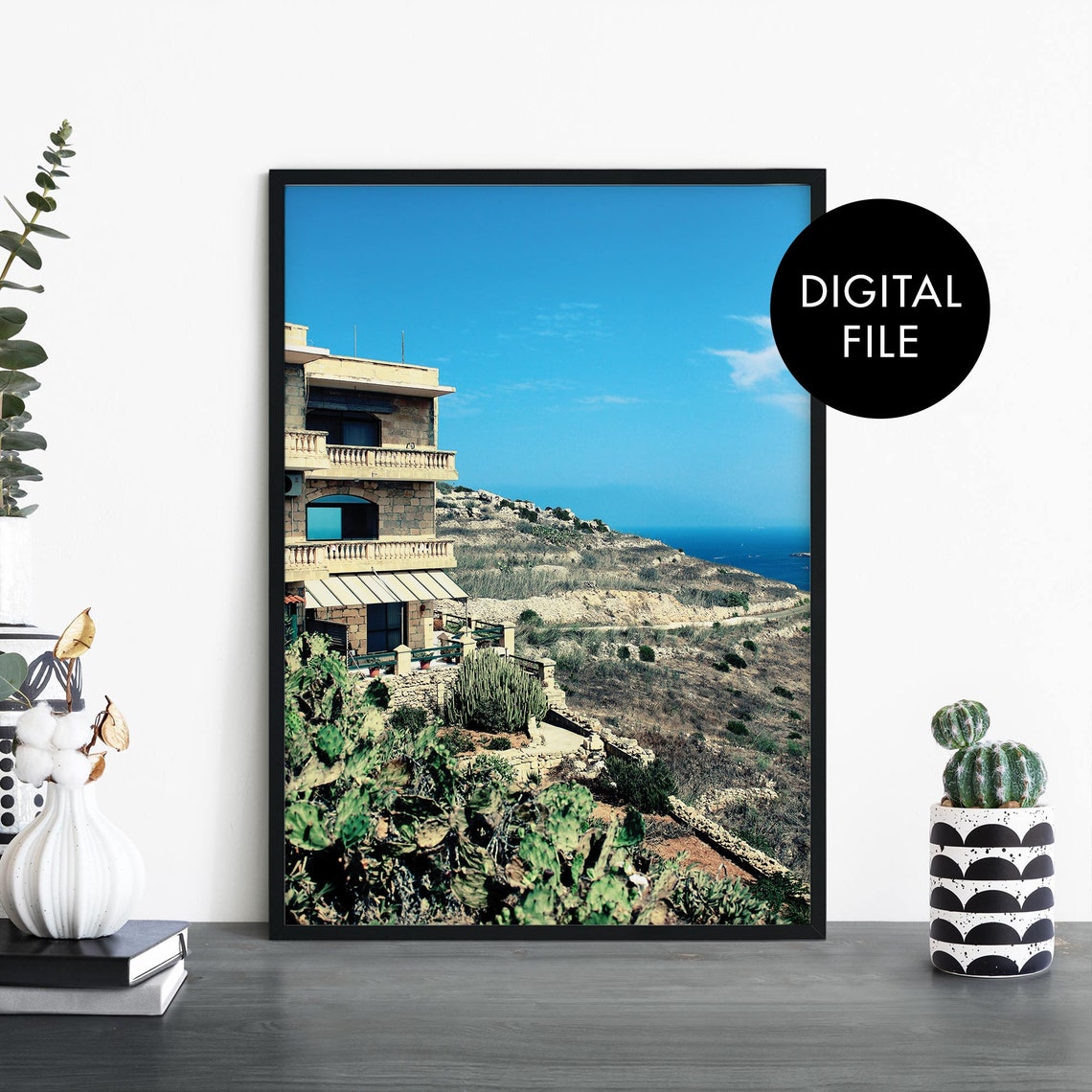 Hillside Gozo Malta Seaside Villa Coastal View Digital Poster