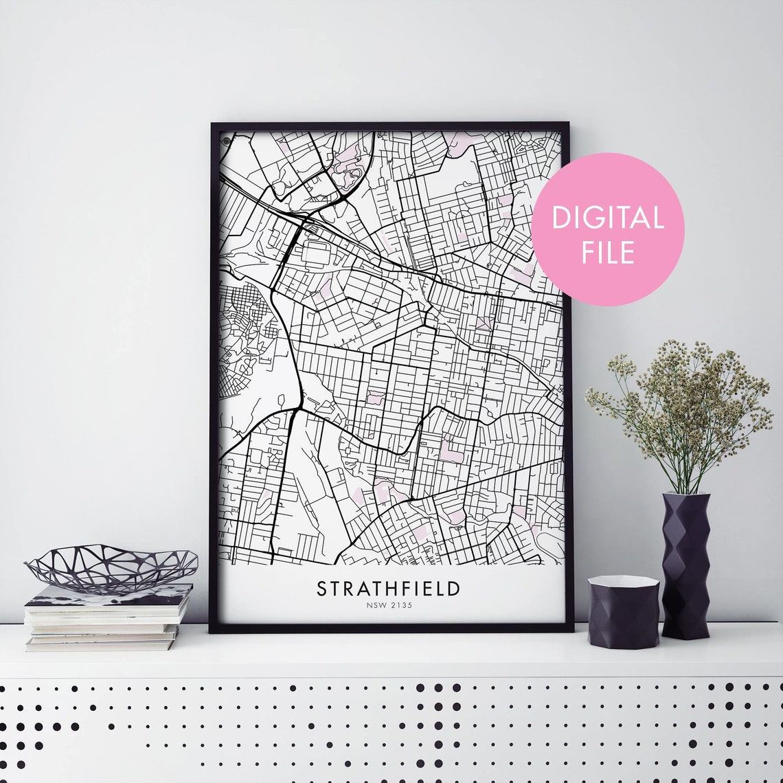 Strathfield Sydney Australia City Map Street Plan Digital File Print
