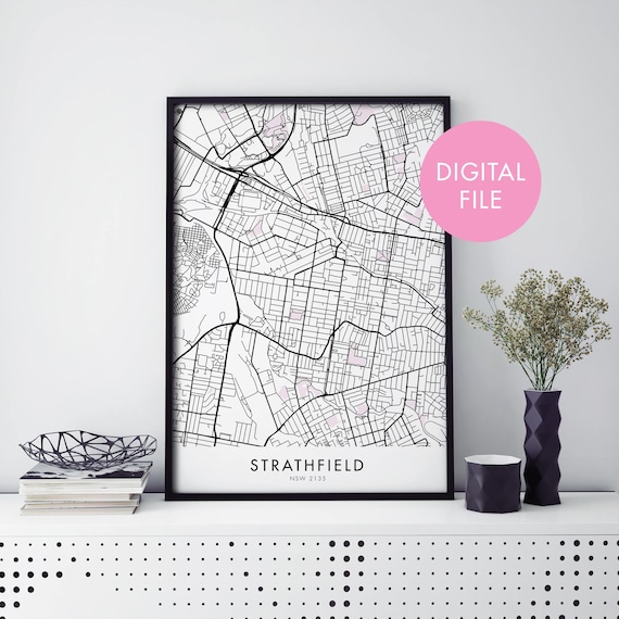 Strathfield Sydney Australia City Map Street Plan Digital File Print