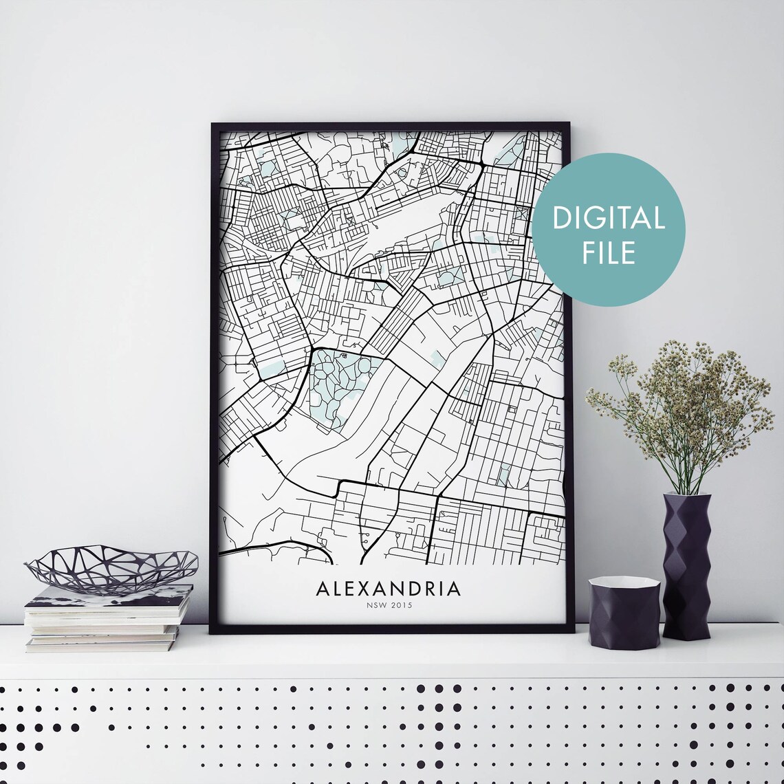 Alexandria Sydney NSW 2015 City Map Street Plan Minimalist Poster