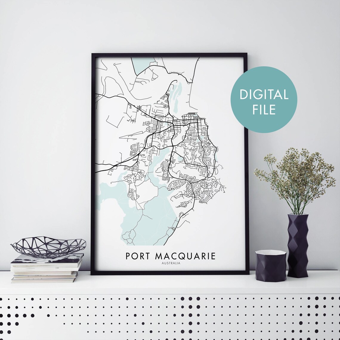 Port Macquarie New South Wales Map Art Print