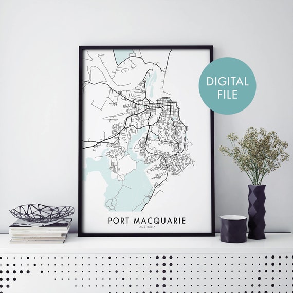 Port Macquarie New South Wales Map Art Print